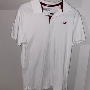 Medium Men’s Hollister Polo in White and Maroon